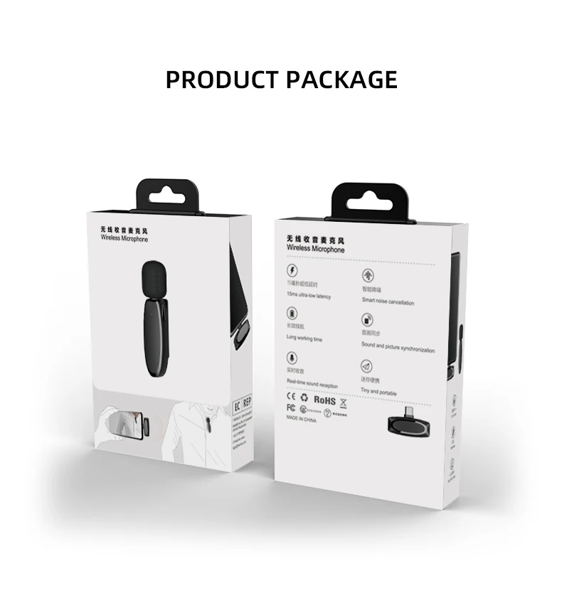 Noise cancellation wireless microphone for camera live streaming usb c professional studio lavalier kalaoke youtuber microphone