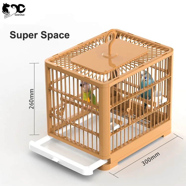 Geerduo Folding Square Bird Hanging Cage House Carrier with Hook for Small Birds Parakeets Finches