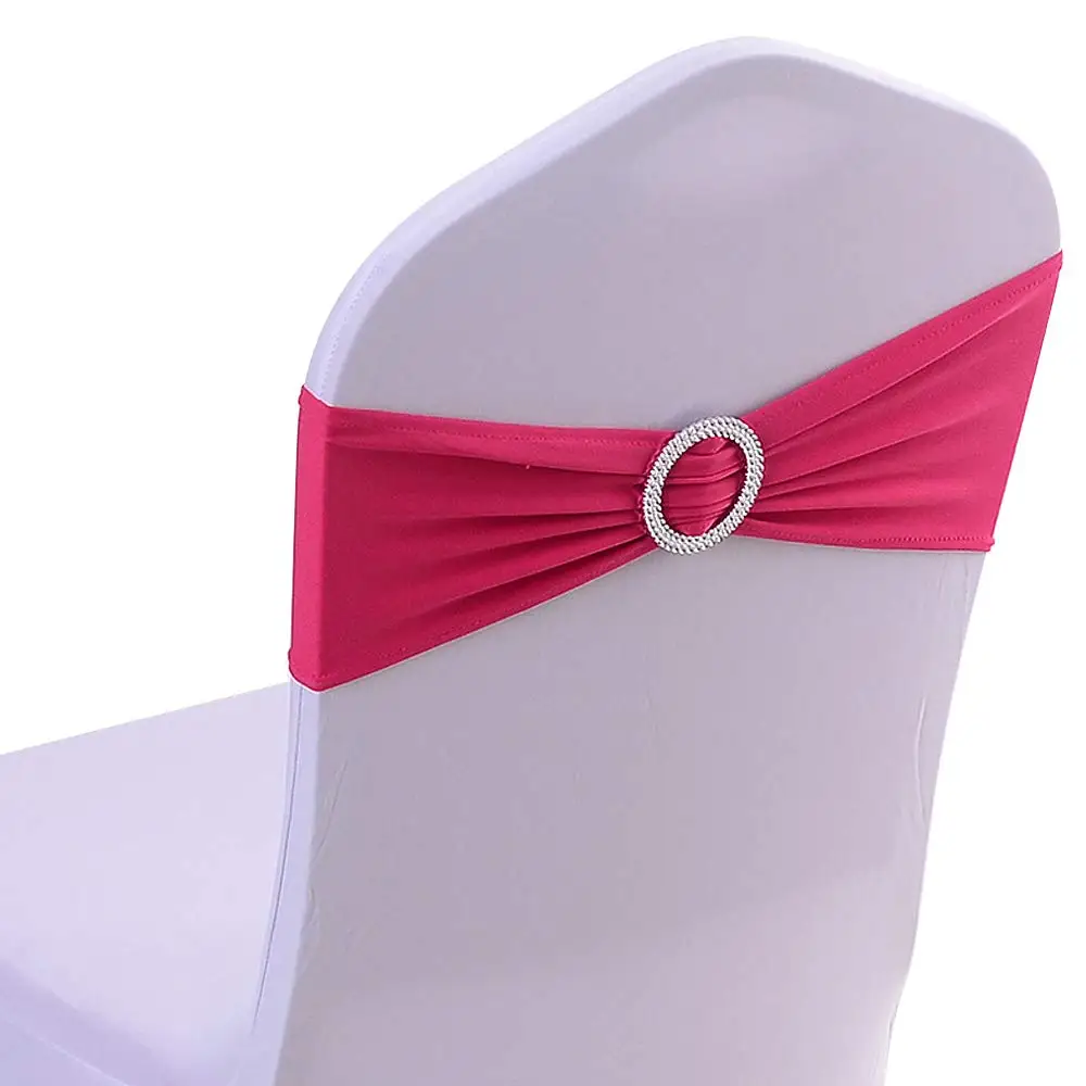 
New Spandex Chair Sashes Bows Elastic Chair Bands With Buckle Slider 