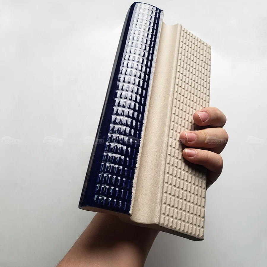 Стандартный размер в плавать Аква-проект 115x240 мм против скольжения пальцев сцепление керамическая установка закругленный СТЕКЛОВОЛОКОННЫЙ Бассейн Плитки угловой край