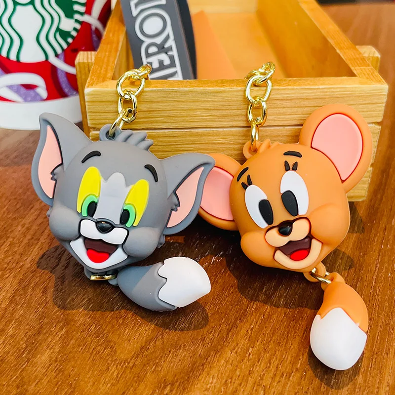 2022 hot new llaveros kawaii rubber tom jerry Keychain cute cat Mouse Jerry Bag decorations metal key chains