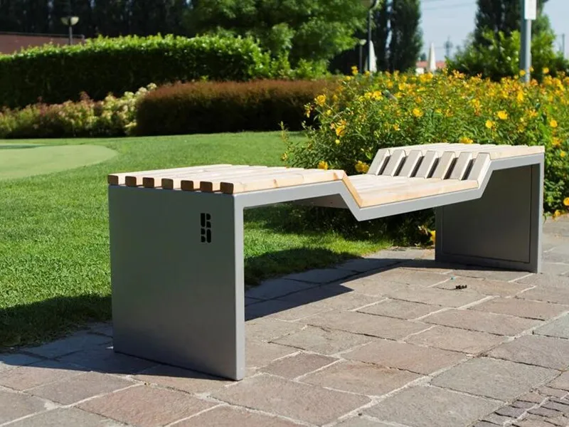 Chinese Public Park Simple Backless Wooden Garden Bench For Outdoor