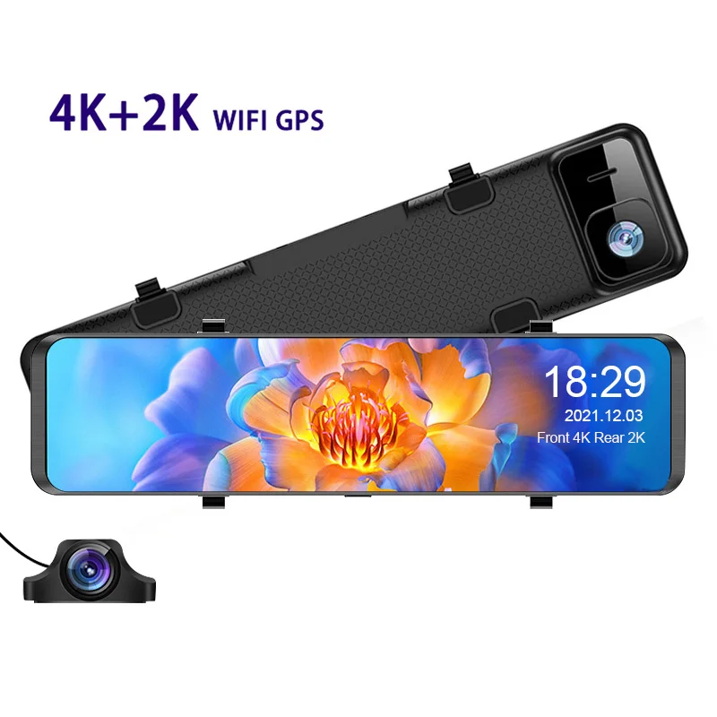 H8 Car Camera Dash Cam Front Rear 4K 2K Rearview Mirror With GPS WIFI Car Black Box