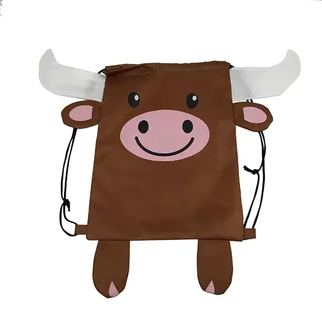 Premium Quality Animal Pattern Drawstring Backpack Ultralight Day-pack With String 420D Polyester Promotional Bags