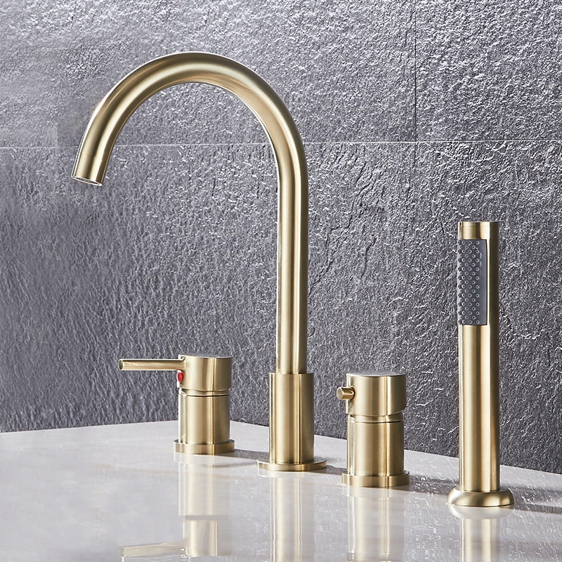 
All-Copper Thermostatic With Embedded Split Four-Piece Rain Shower Hot and Cold Rotatable Bathtub Faucet 