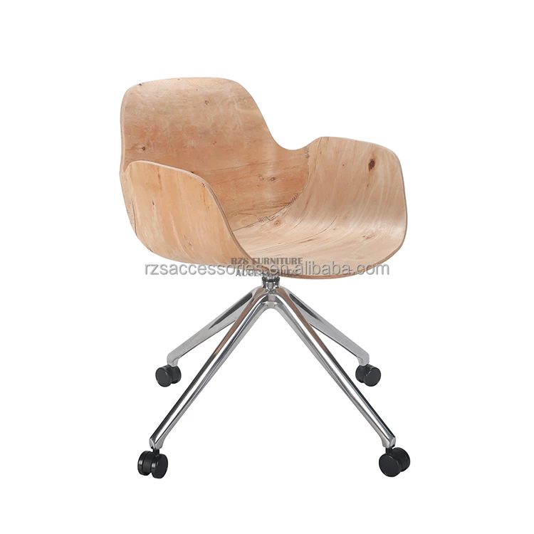 Aluminum Leg Office Chair with Wheels Wood Metal Parts for Home Hotel Villa Gym Use-Multi-Application Furniture for Living Room