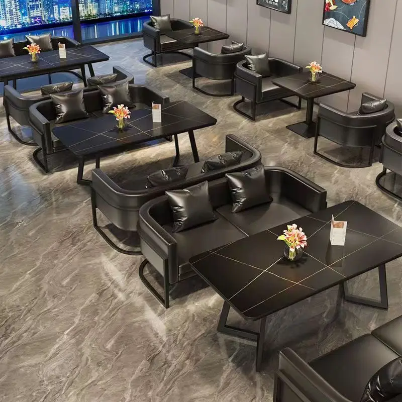Retro industrial style bar deck sofa coffee Western Commercial restaurant cafe bar rest area dining table and chairs set