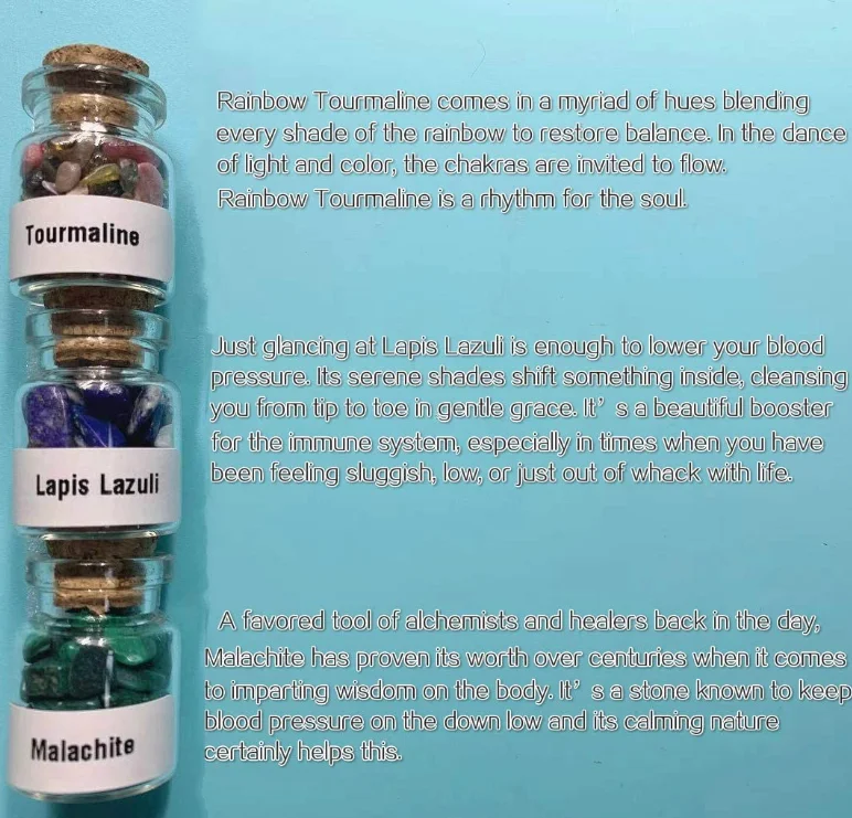 Mini Gemstone Bottles Chip Crystal Healing Tumbled Gem Reiki Wicca stone set