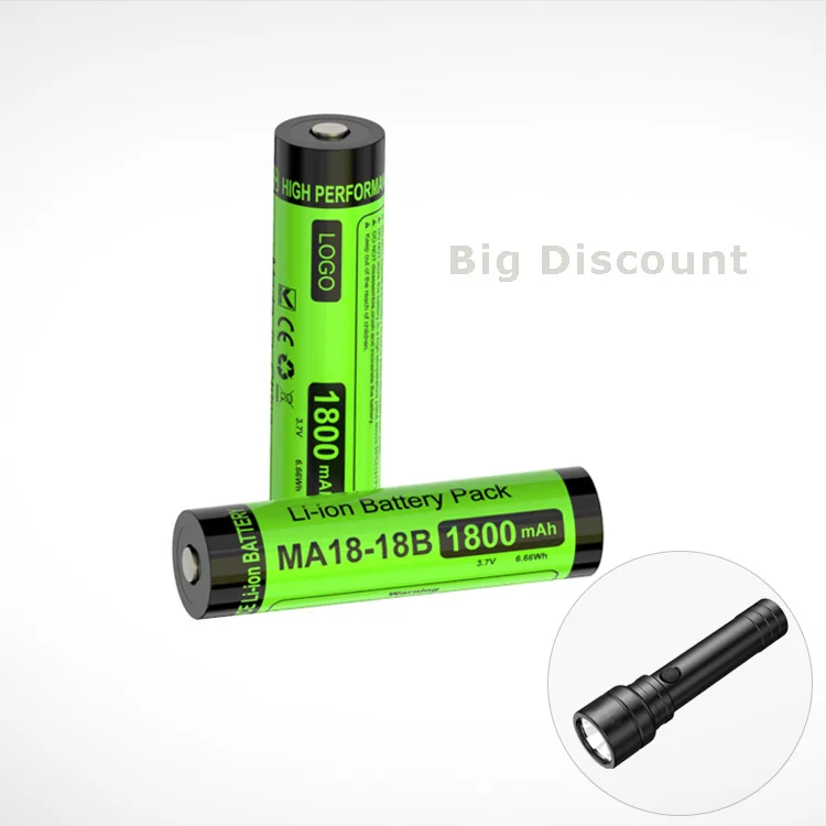 Best Factory Price Customizable 3.7V 1800mAh Li Ion Battery for Flashlight Rechargeable 18650 Battery