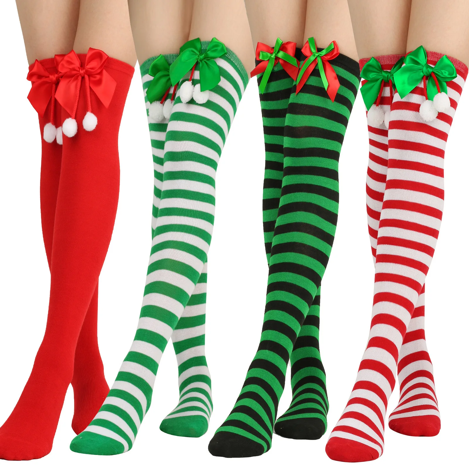 2022 Wholesale Christmas Women Leg Sleeves Knitted Warm Leg Warmer Over Knee High Christmas Socks