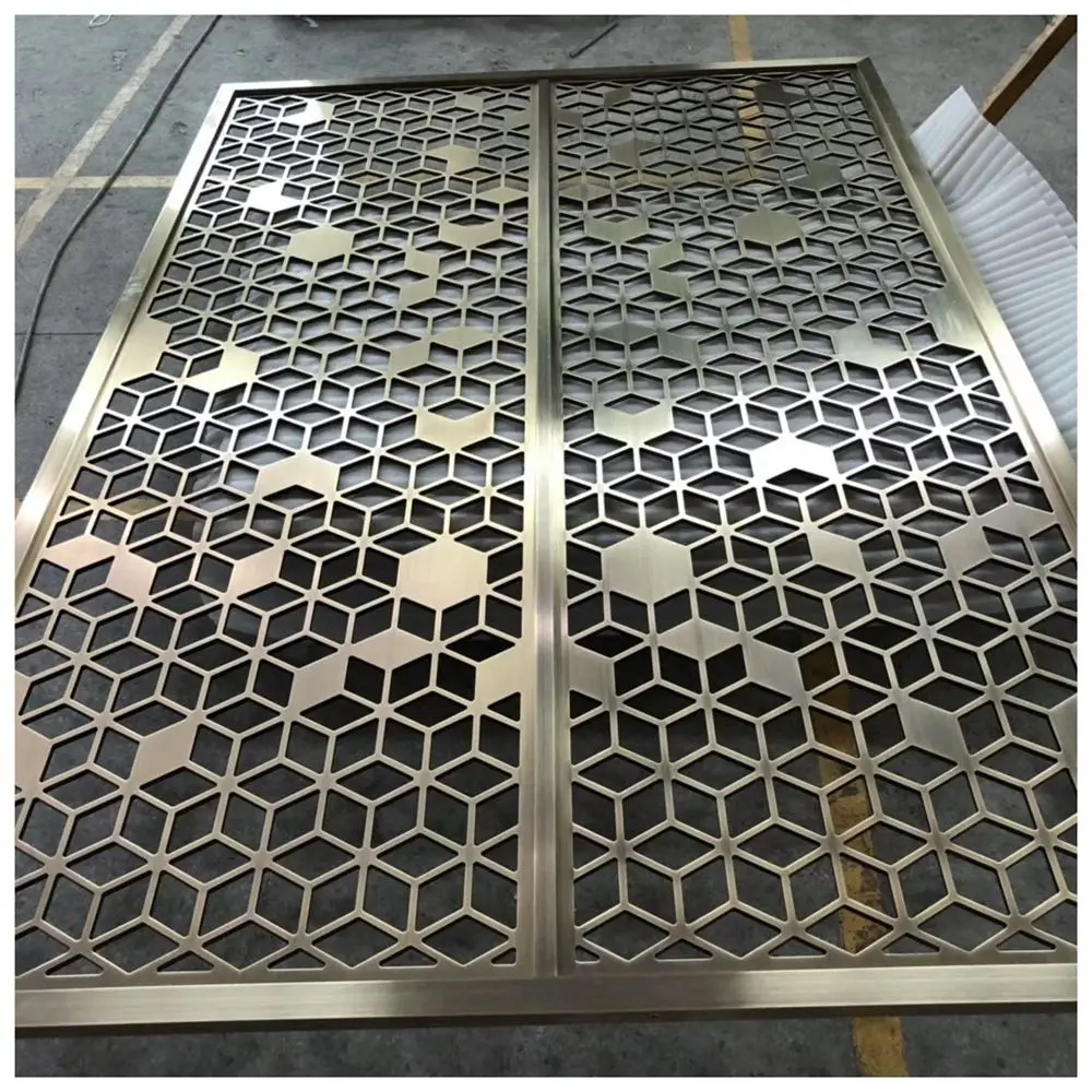 304 Laser Cut Screen Dividers Hand Made Stainless Steel 316 Hairline Bronze Metalen Carved Partition For Executive Lounge Room