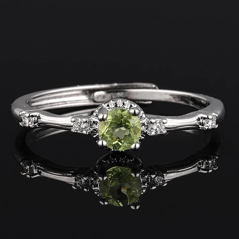 Natural Hetian Jasper Grey moonstone garnet Ring for Women Crystal Quartz Gemstone Adjustable cooper-plating silver ring