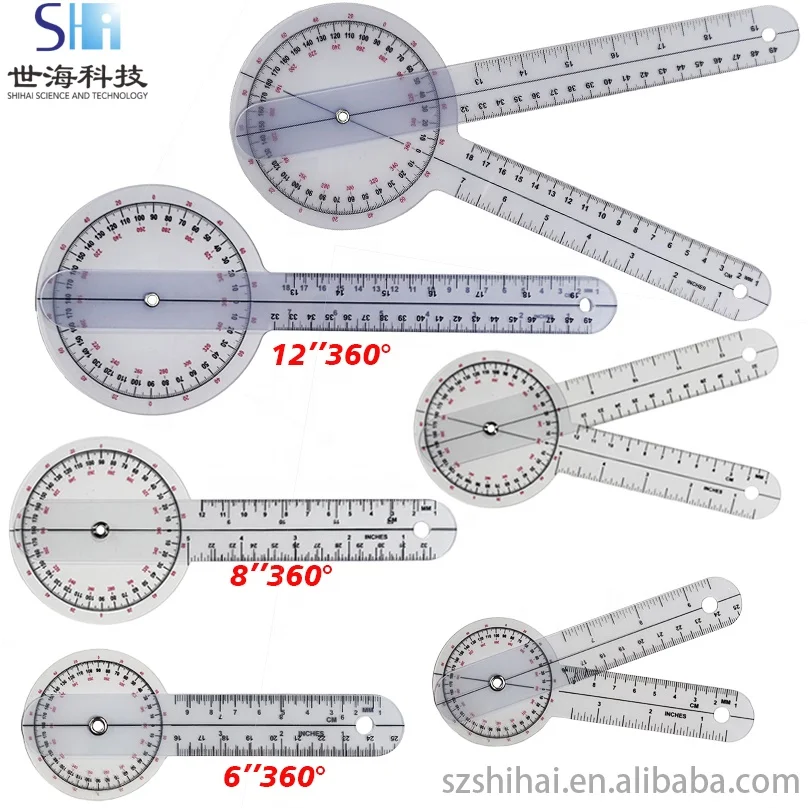 Wholesale Customized 6inch, 8inch, 12inch 3 Piece Set Angle Medical Ruler Spinal Goniometer Angle Ruler