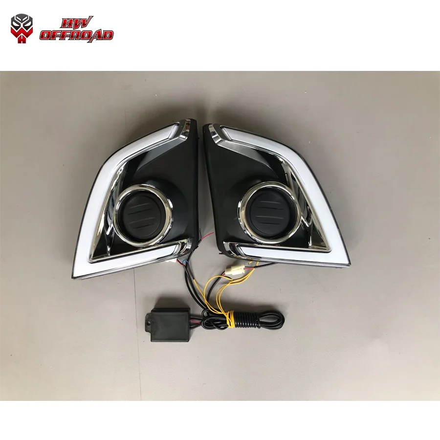 HW4x4 offroad Car LED DRL Day Running Light Fog Lamp Cover Yellow Turn Signal  For Dmax 2012-2017