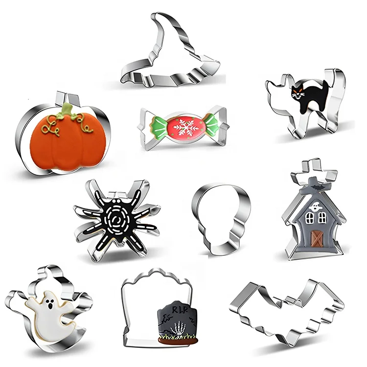 10pcs Halloween cookie cutter set for cookie baking design Biscuit mold for holiday for present gift