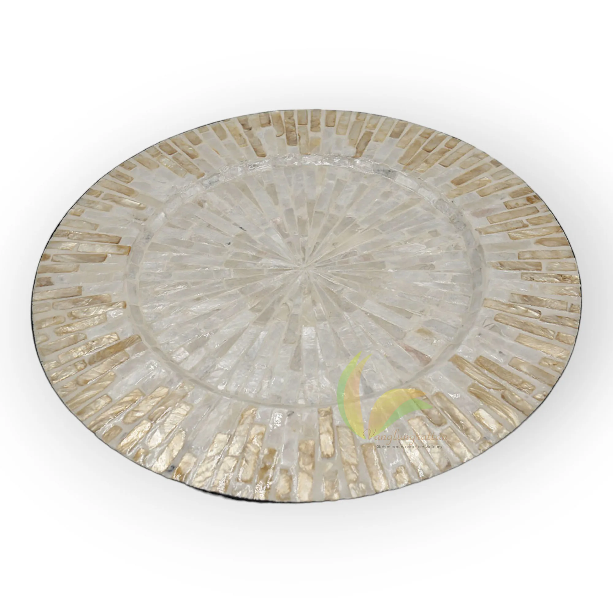 Mother Of Pearl Inlay Nacre Wood Charger Plates for Dinnerware Boho Kitchen Table Decor Table Placemat wholesale Wedding Plate