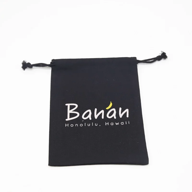 Eco-Friendly Cotton Linen Gift Packaging Drawstring Pouch Soft Black Cotton Candle Perfume Essential Oil Gift Shopping Bag