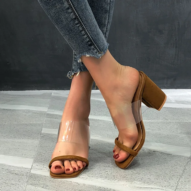 Туфли на каблуке со змеиным принтом, прозрачные Модные женские сандалии с открытым носком, на танкетке