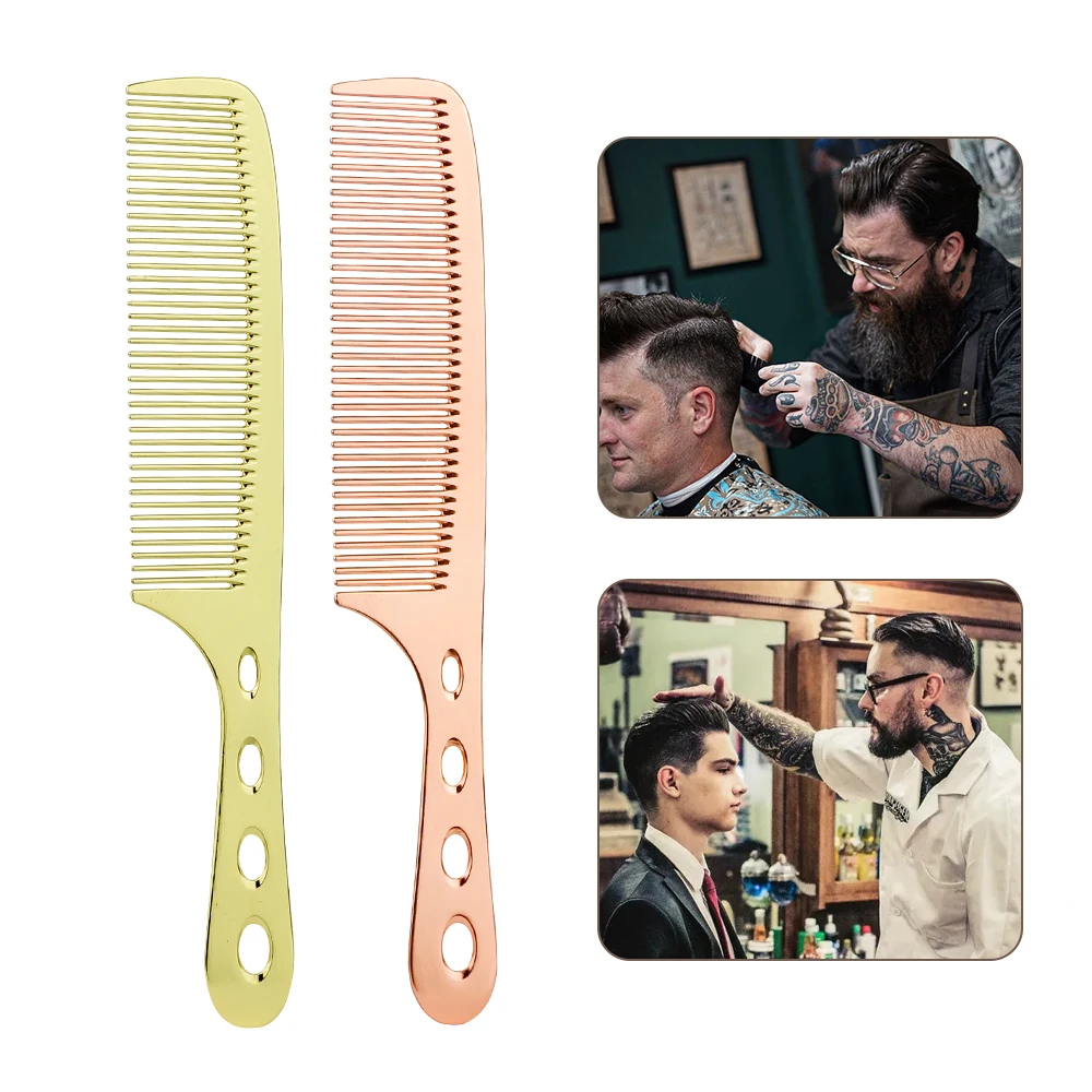 Professional Salon Custom Stainless Steel Hair Comb Hairdressing Steel Comb Hair Cutting Metal Comb Long Handle
