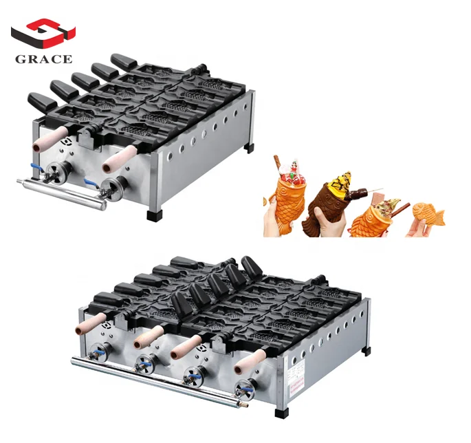 Commercial Sun Big Open Fish Egg Cake Ice Cream Gas Electric Taiyaki Making Machine