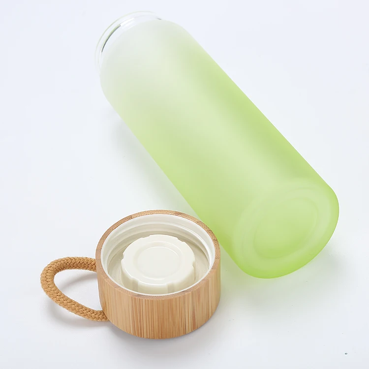 
MIKENDA Water Bottles Drinkware Type and Eco-Friendly Feature glass bottles bamboo lid 500ml 600ml 