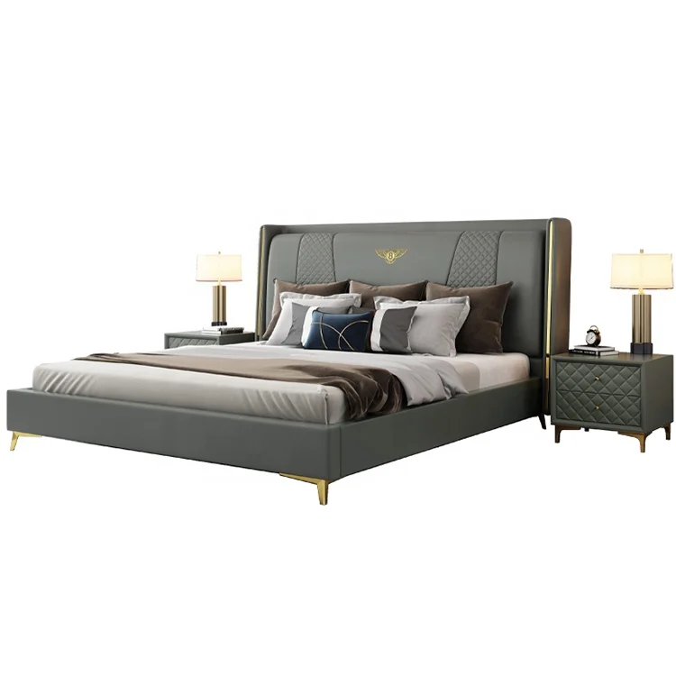 
Modern design leather bed fram beds bedroom furniture leather beds luxury king size 