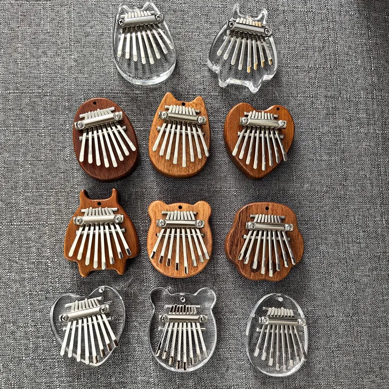 Customize wholesale price multiple patterns portable 8 keys mini wooden acrylic kalimba thumb piano