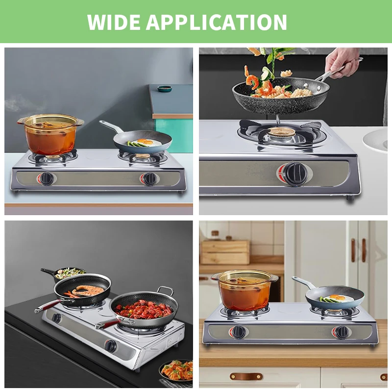 Non Stick варочная панель с двойной горелкой портативная промышленная газовая плита из нержавеющей стали 2 горелками