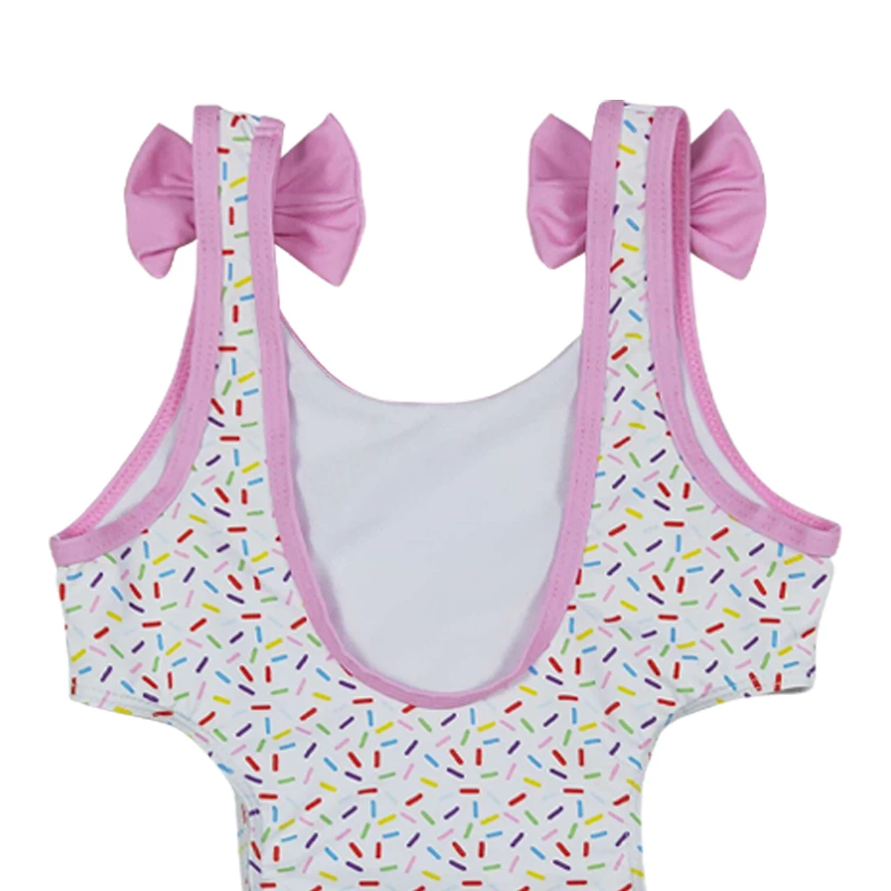 Girls romper pink bow sleeveless firework popsicles print wholesale girls one peace swimsuits boutique low price clothes no moq