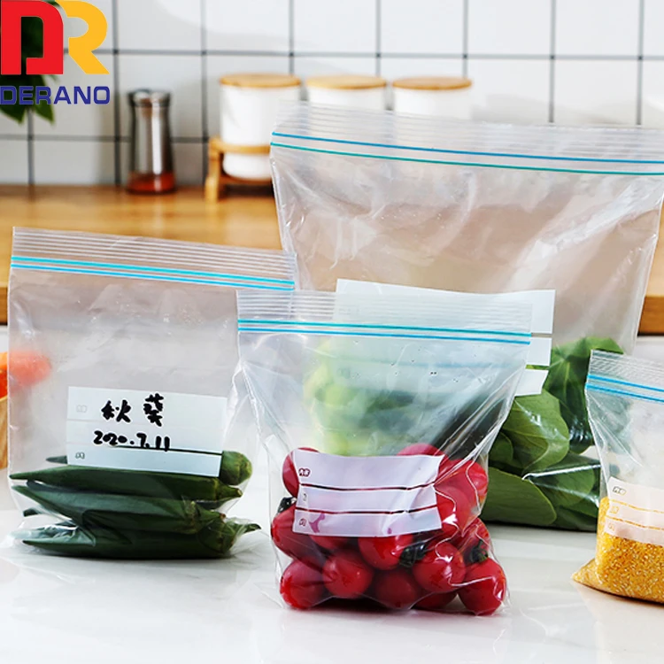 Hot Sale waterproof reusable food grade plastic LDPE double zip lock bag ziplock freezer bags