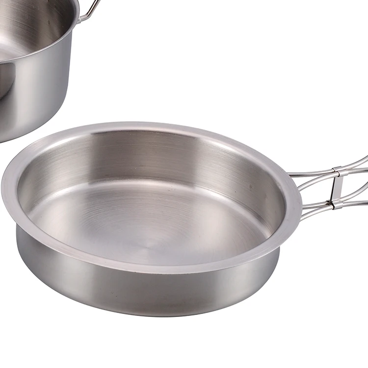 2021 3Pcs Stainless Steel Camping Kitchen Cookware Outdoor Cook Set