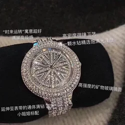 Full Of Diamond! High Quality Silver Plating Shining Diamond Quartz Watch For Party Iced Out Women Bracelet Watches Wrist Luxury