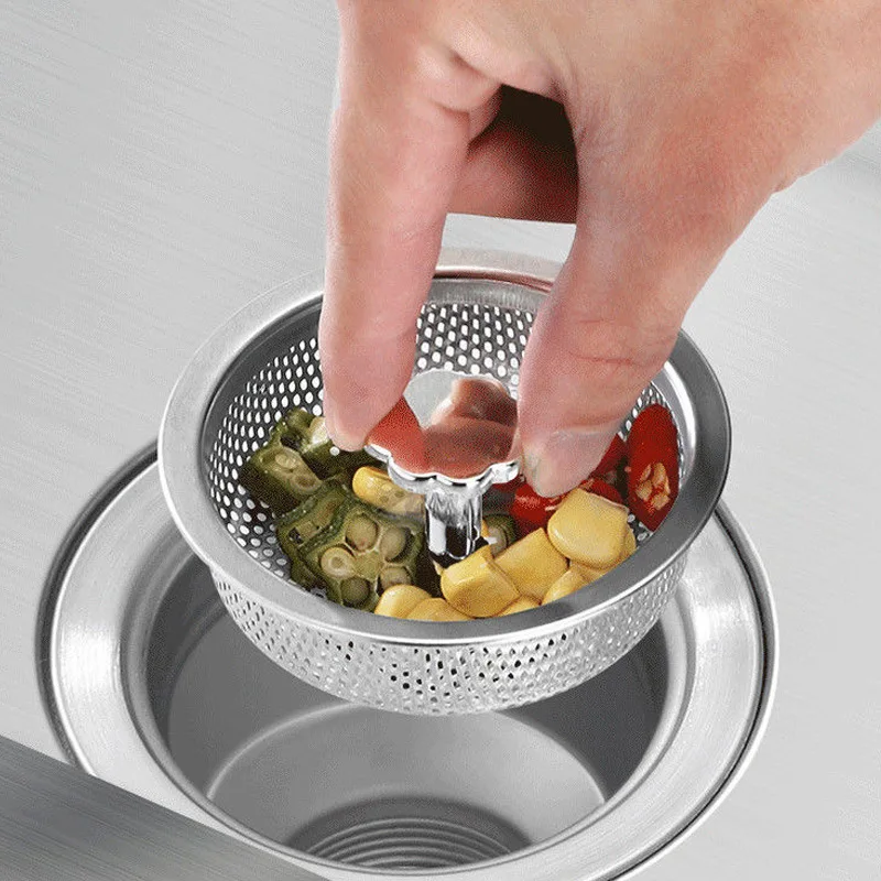 Hot Sale Kitchen Leftovers Stainless Steel Filter Hanging Net Anti-clogging Sink Drain Hole Trash Strainer
