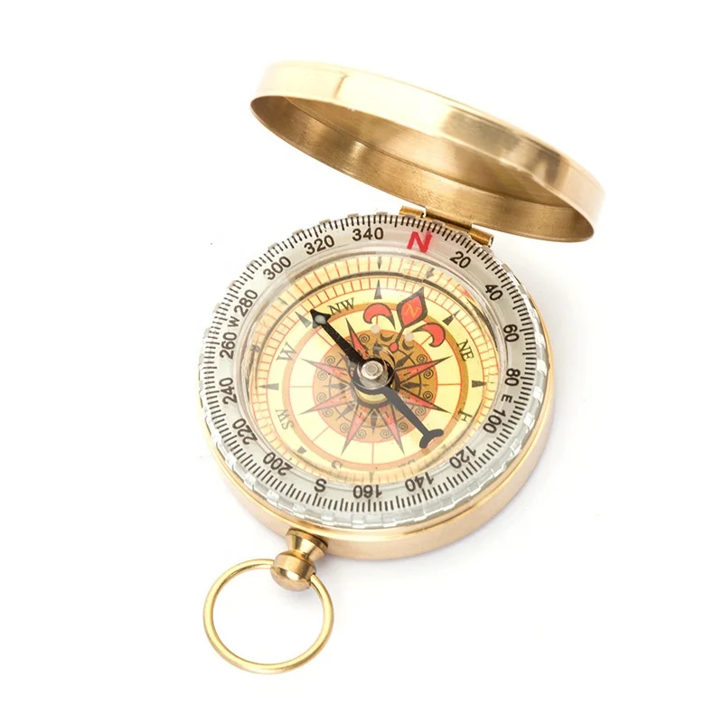 Portable Travel Hiking Brass Luminous Compass Outdoor Camping Pocket Watch Style Compass