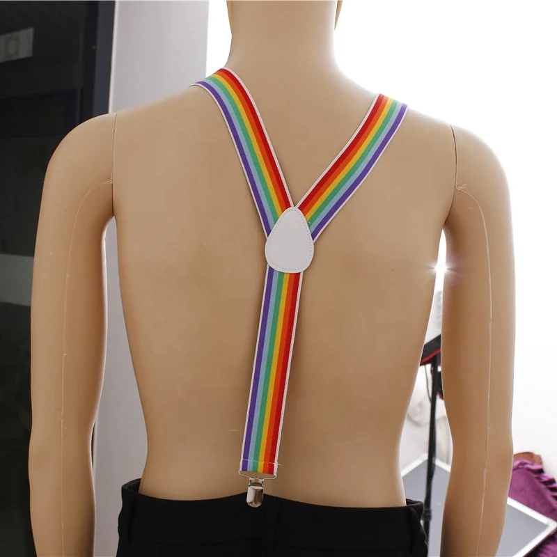 Подтяжки радужные мужские, подтяжки для брюк, носков, пояса, рубашек, праздничные подарочные
