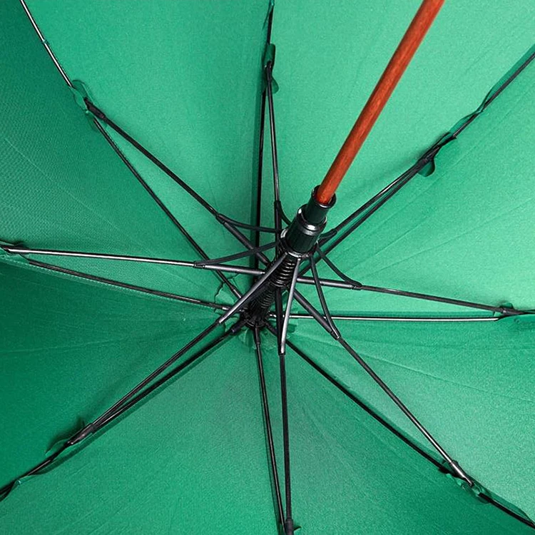 Umbrella Factory Wholesale J Wooden Handle Straight Sticks Wood Umbrella Custom Automatic Straight Umbrella With Logo