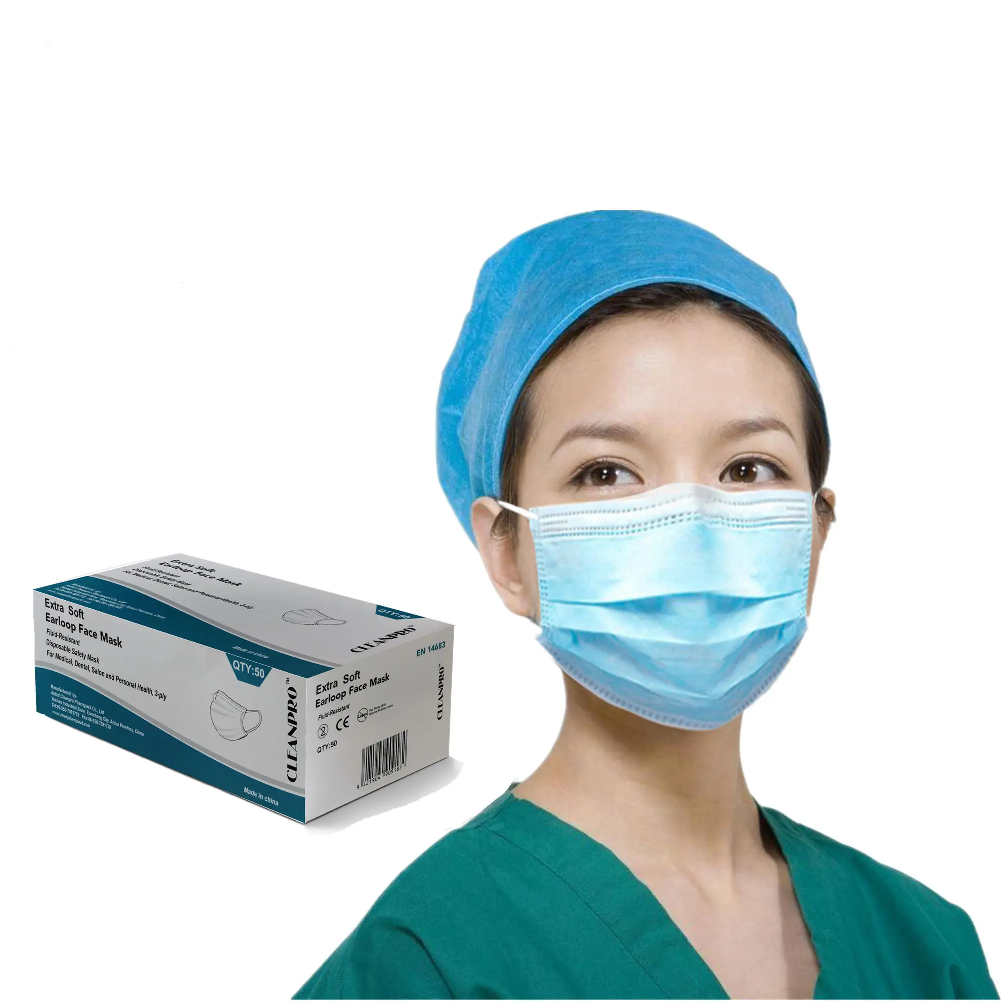 
China Factory Custom South America North America Africa Oceania Market Hot Sale Instock Blue 3 PLY Face Disposable Mask 