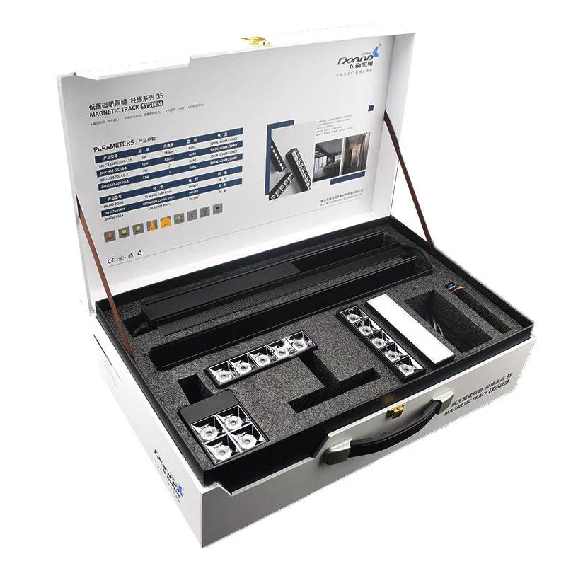 
Small magnetic track light system box portable custom track light display box 