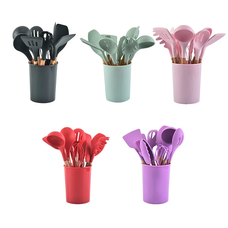 Home and kitchen accessories set silicone kitchenware 11pcs heat resistant food silicone utensils cheap cooking spatula set