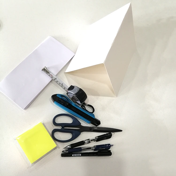 Multifunction Envelop Metal Scissor Gift Card Tape Roll Cutter Tape Measure Dispenser Sticky Notes Stationery Set with organizer