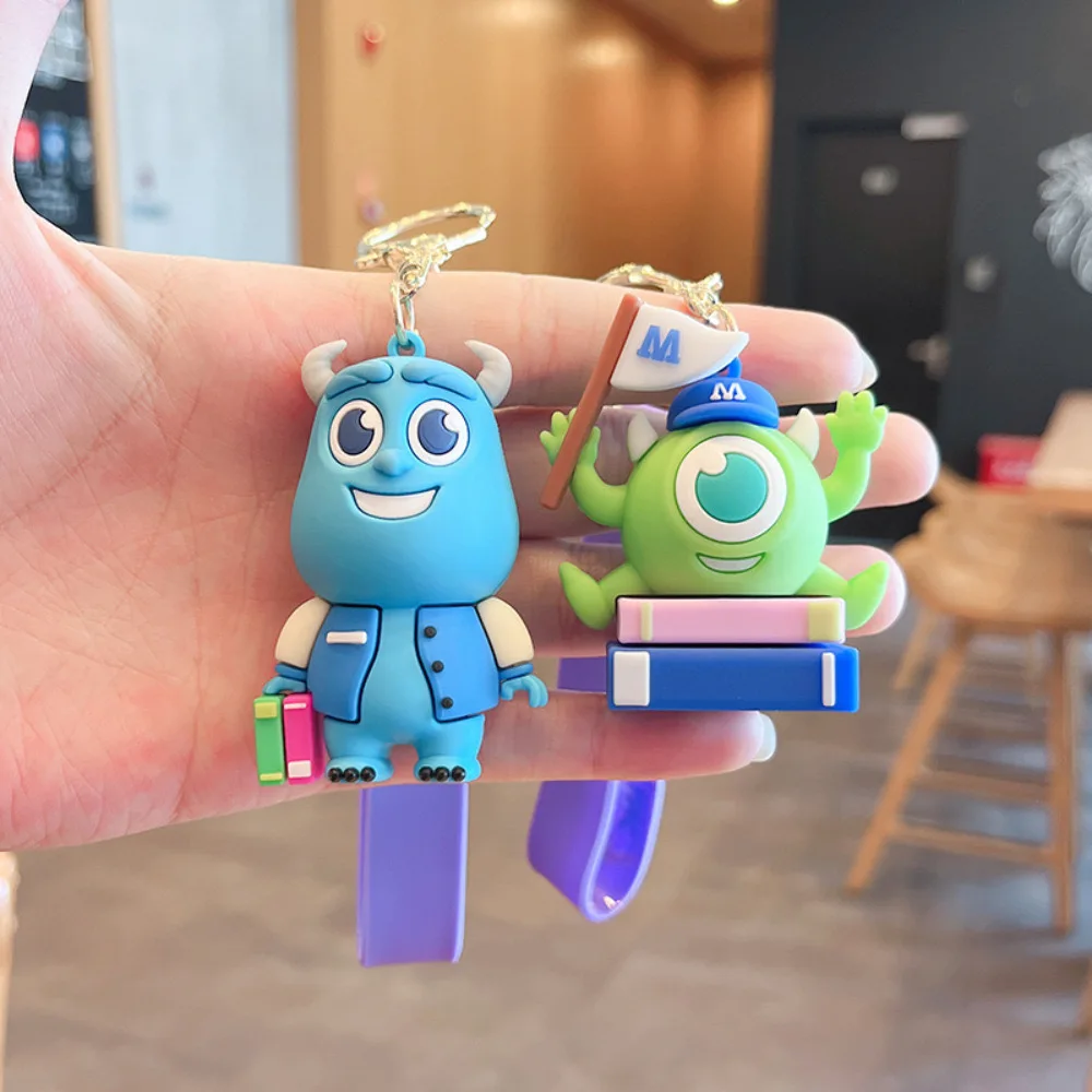 Cute Big Eyed Hair Monster Keychain 3D Kawaii Custom Pvc Anime keychain bag pendant Electric Power Company Key chain Accessories