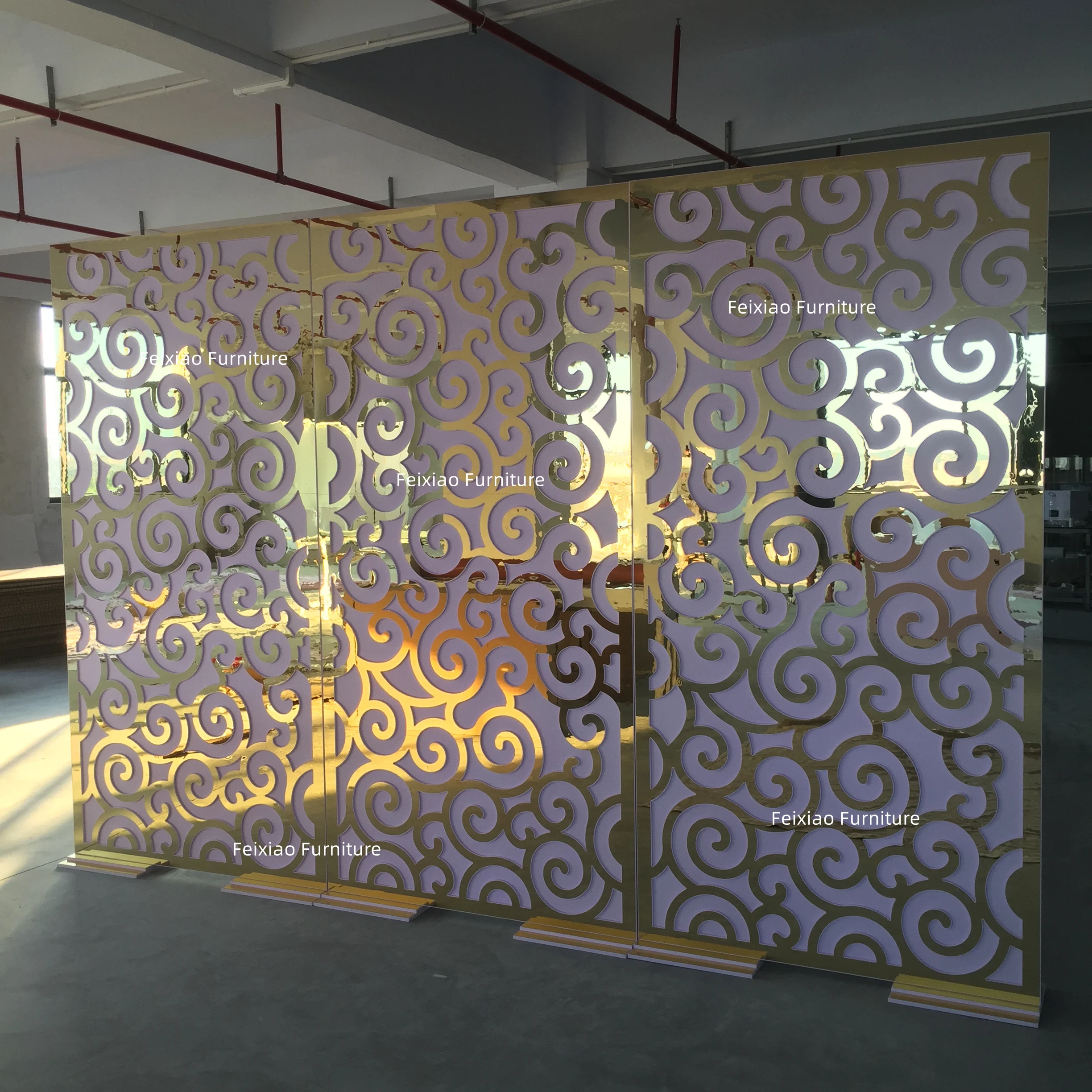 Elegant golden event PVC backdrop metal frame wedding backdrop stand wall