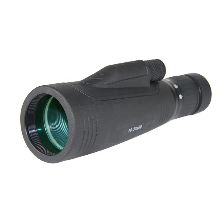 Portable 10-30X50 zoom monocular scope can be used with phone and tripod as mini spotting scope