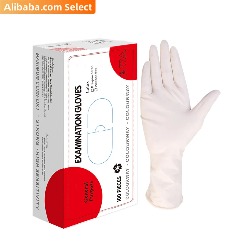 Wholesale non-sterilized powder-free waterproof transparent latex examination gloves disposable