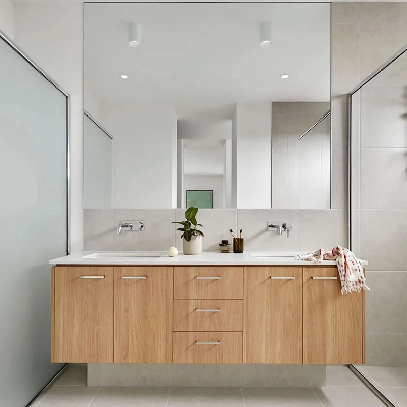 High end popular sanitary furniture solid wood double sink bathroom vanity cabinet