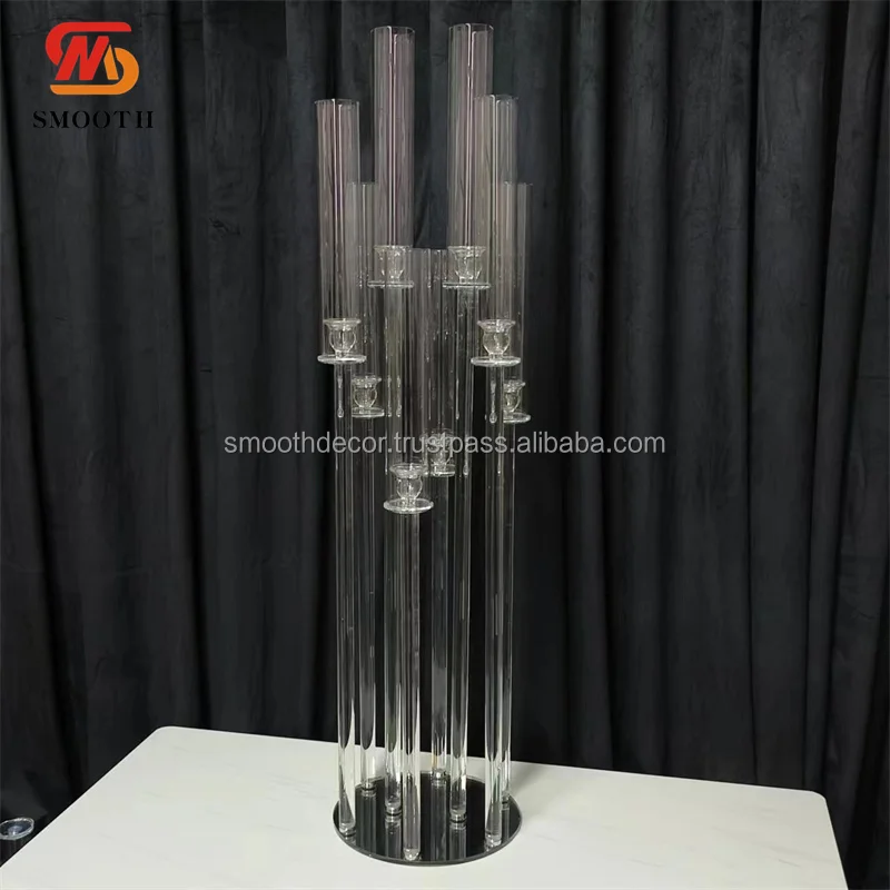 SMOOTH Giant 1.2m Decorative 8 Heads Tall Crystal Candelabra Centerpiece Candle Holder for Wedding Decor