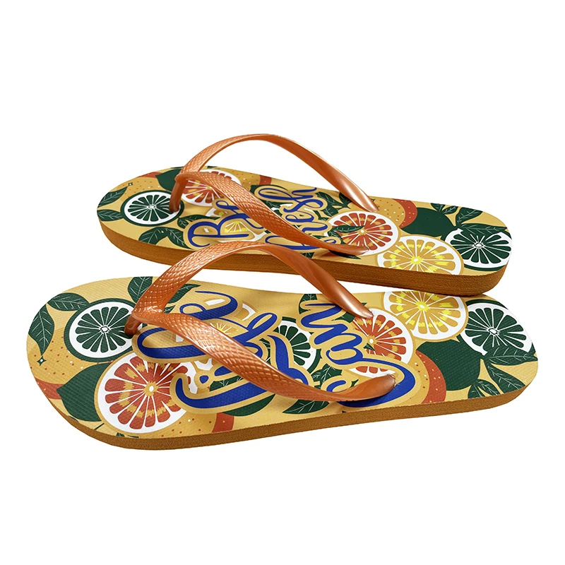 Новые модные летние пляжные Нескользящие шлепанцы с термопереводным принтом
