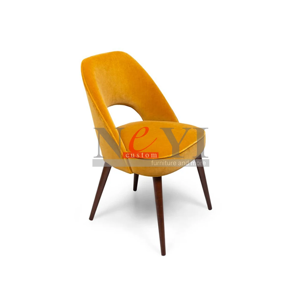 CY034 New Design Factory Wholesale japanese dining chair yellow Upholstered Price Wood Restaurant Dining