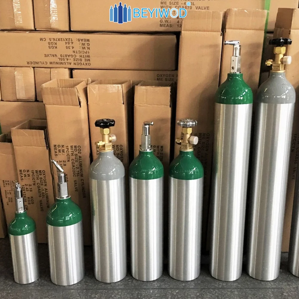 5/10 liter medical aluminum oxygen cylinder portable gas cylinder