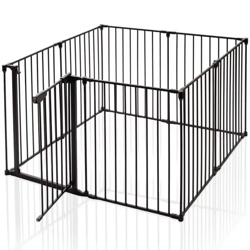 Easy Return Auto Close Foldable Baby safety play pen metal baby play yard fence gate dog play yard gate fence for home high grad